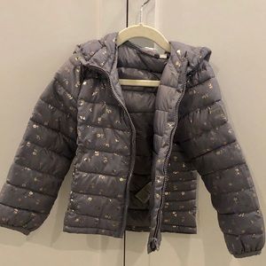 Gap Kids grey and gold light puffer jacket